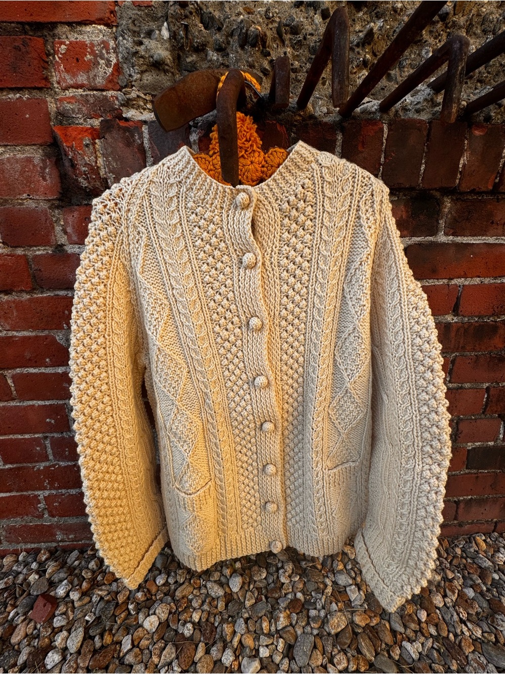Cream Cable Knit Button-Front Women's Sweater
